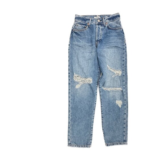 Forever 21 Distressed Button Fly Straight Women's size 24 Blue Denim jeans - Picture 1 of 5